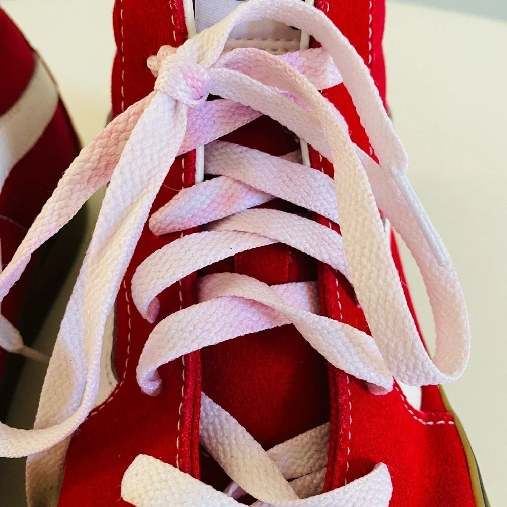VANS SK8 Red Suede Canvas High Top Skate Shoe Gum Sole Sneaker Men 8 Women 9.5